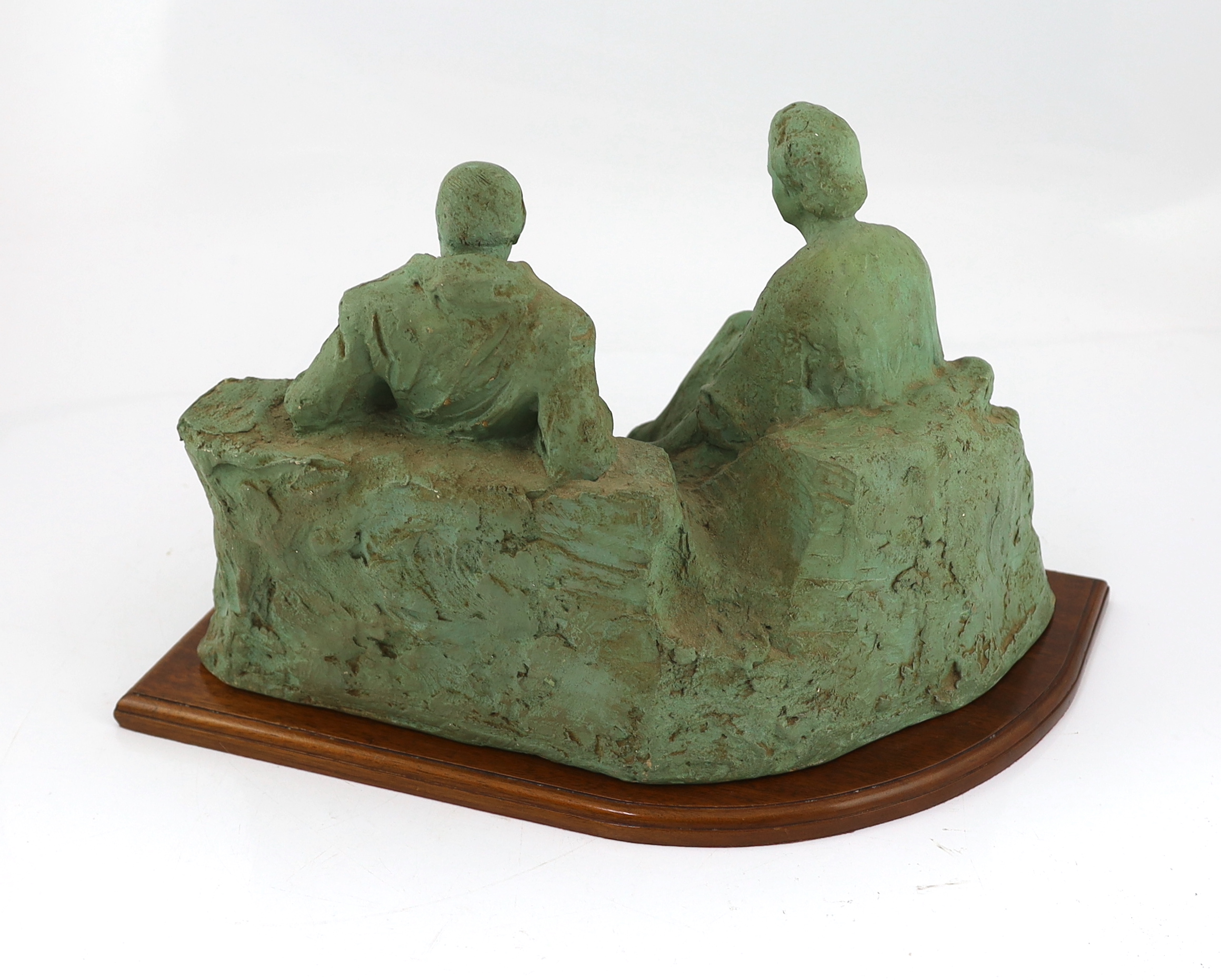 Oscar Nemon (1906-1985) - A maquette for - “Married Love’’, depicting Sir Winston Churchill and Clementine Churchill, plaster with a verdigris patination